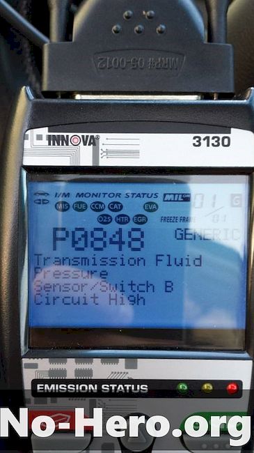 P0848 - Αισθητήρας / διακόπτης πίεσης υγρού κιβωτίου ταχυτήτων (TFP) B - υψηλή ένταση